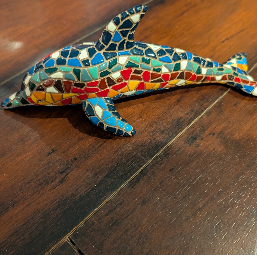 Mosaic Dolphin Figurine - Multicolor